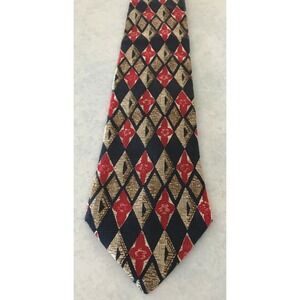 Tom James Men's Tie Necktie Silk USA Blue Red Brown‎ Beige Diamond Pattern New